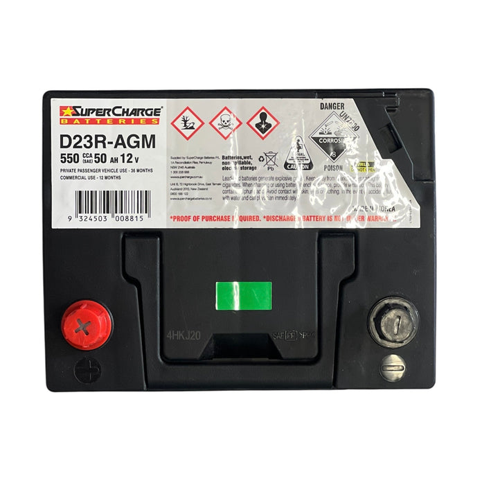 Supercharge D23R-AGM / S55D23R Hybrid Auxiliary Battery