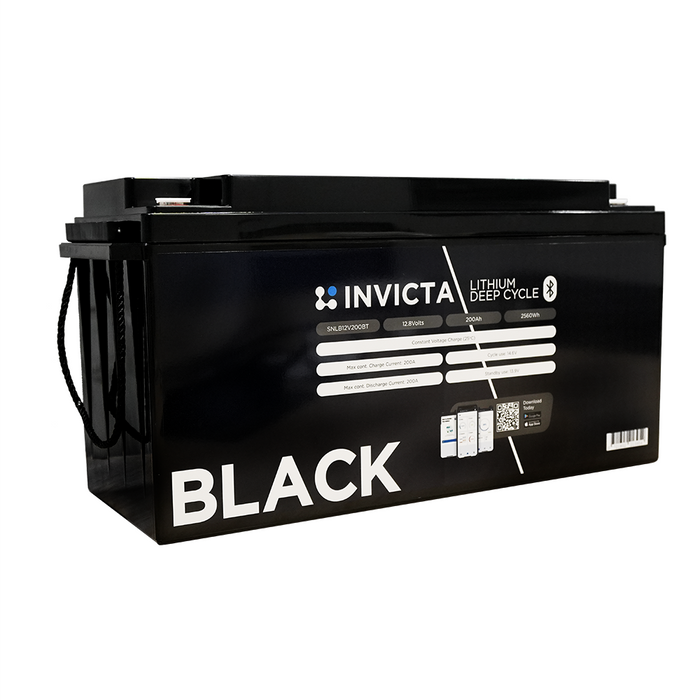 Invicta Black 12V 200Ah Lithium Battery – 4WD, Caravan, Marine