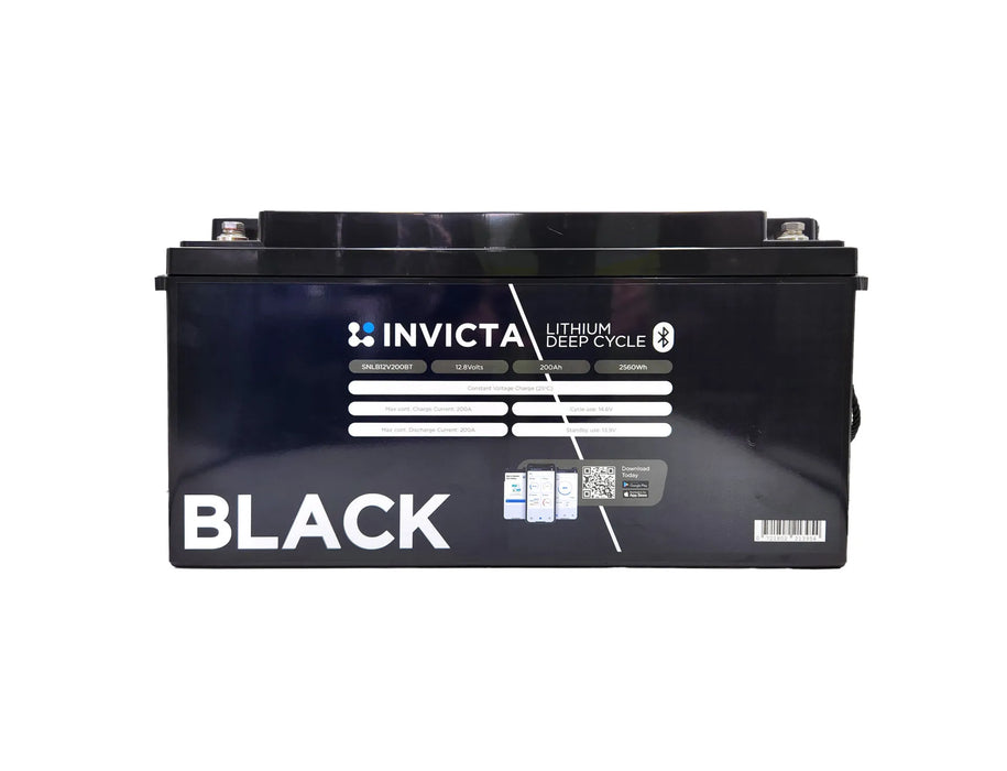 Invicta Black 12V 200Ah Lithium Battery – 4WD, Caravan, Marine